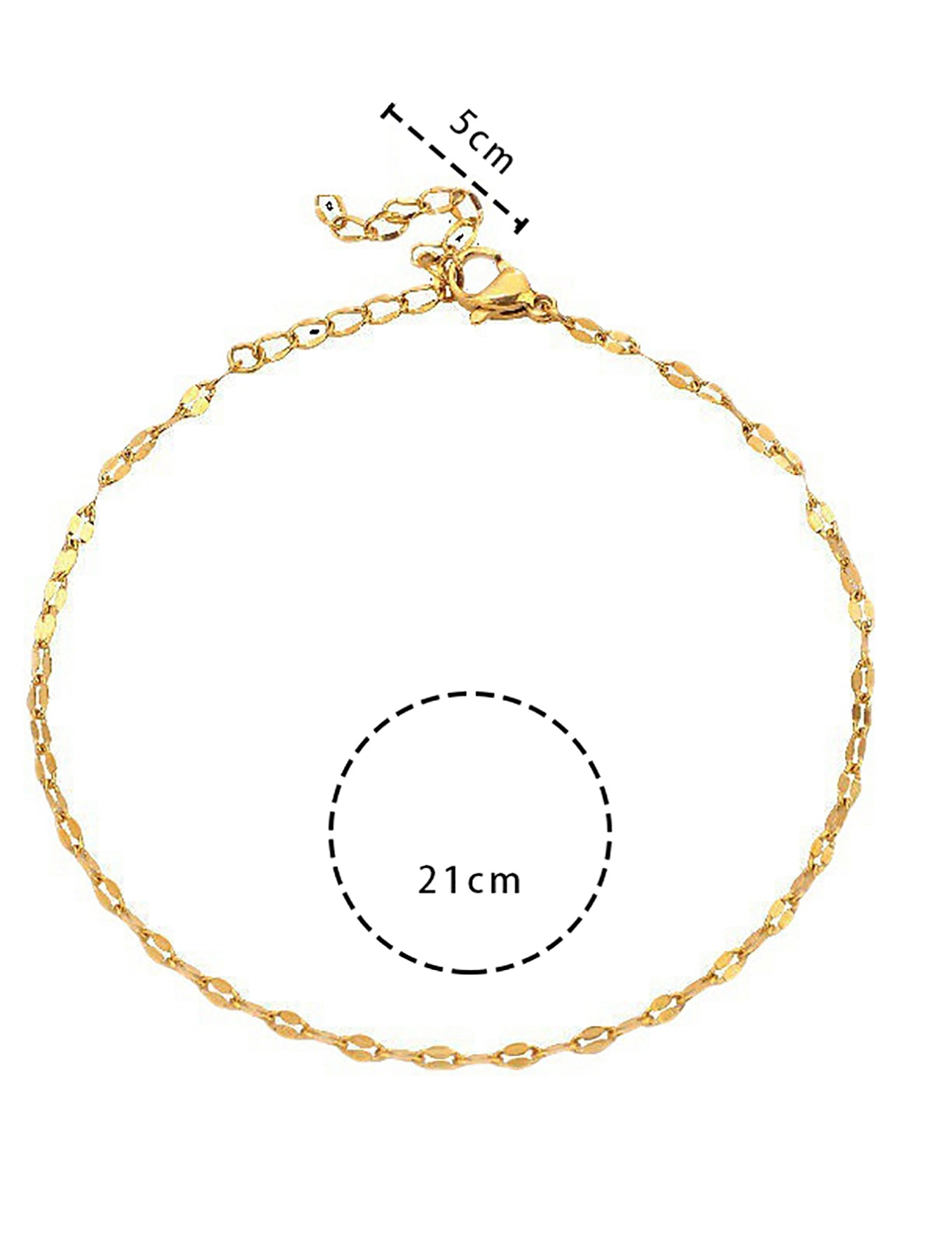 Stainless Steel Double Layer Heart Anklet for Women - 18K Gold Plated Beach Jewelry