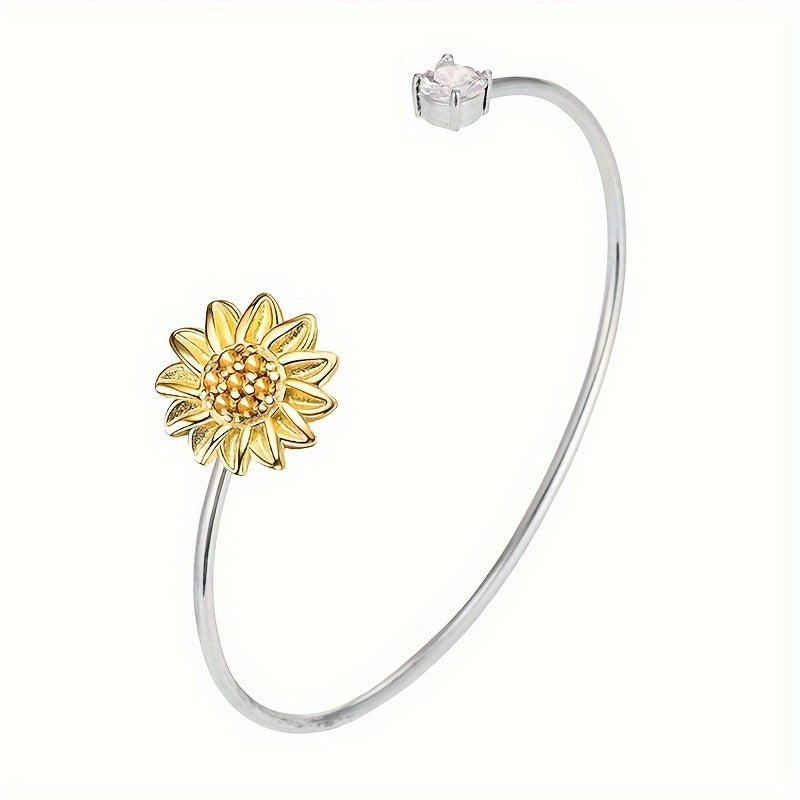 Pastoral Flower Blue Butterfly Adjustable Alloy Bangle Bracelet