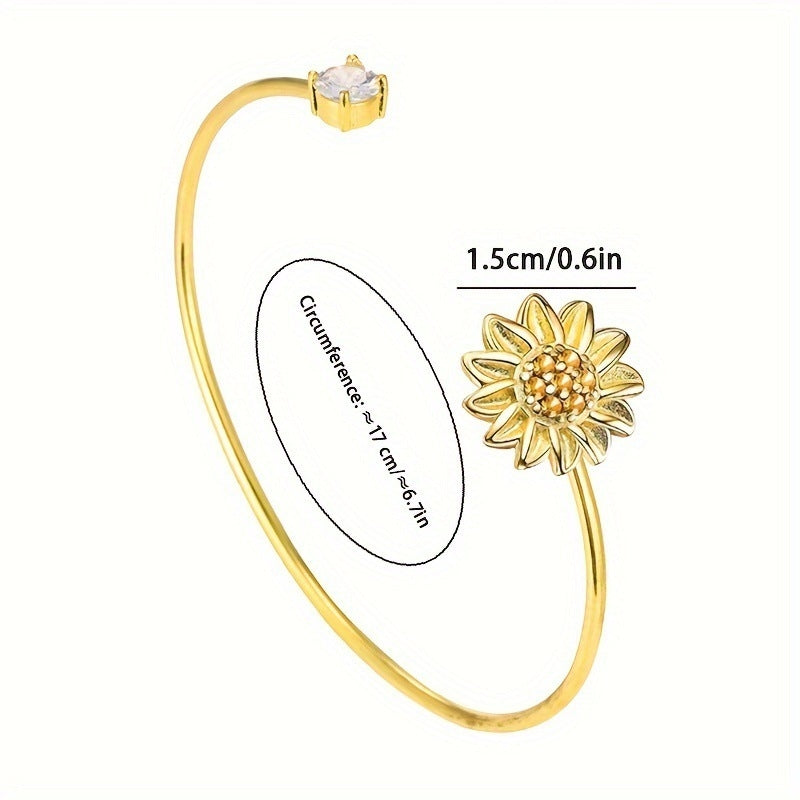 Pastoral Flower Blue Butterfly Adjustable Alloy Bangle Bracelet