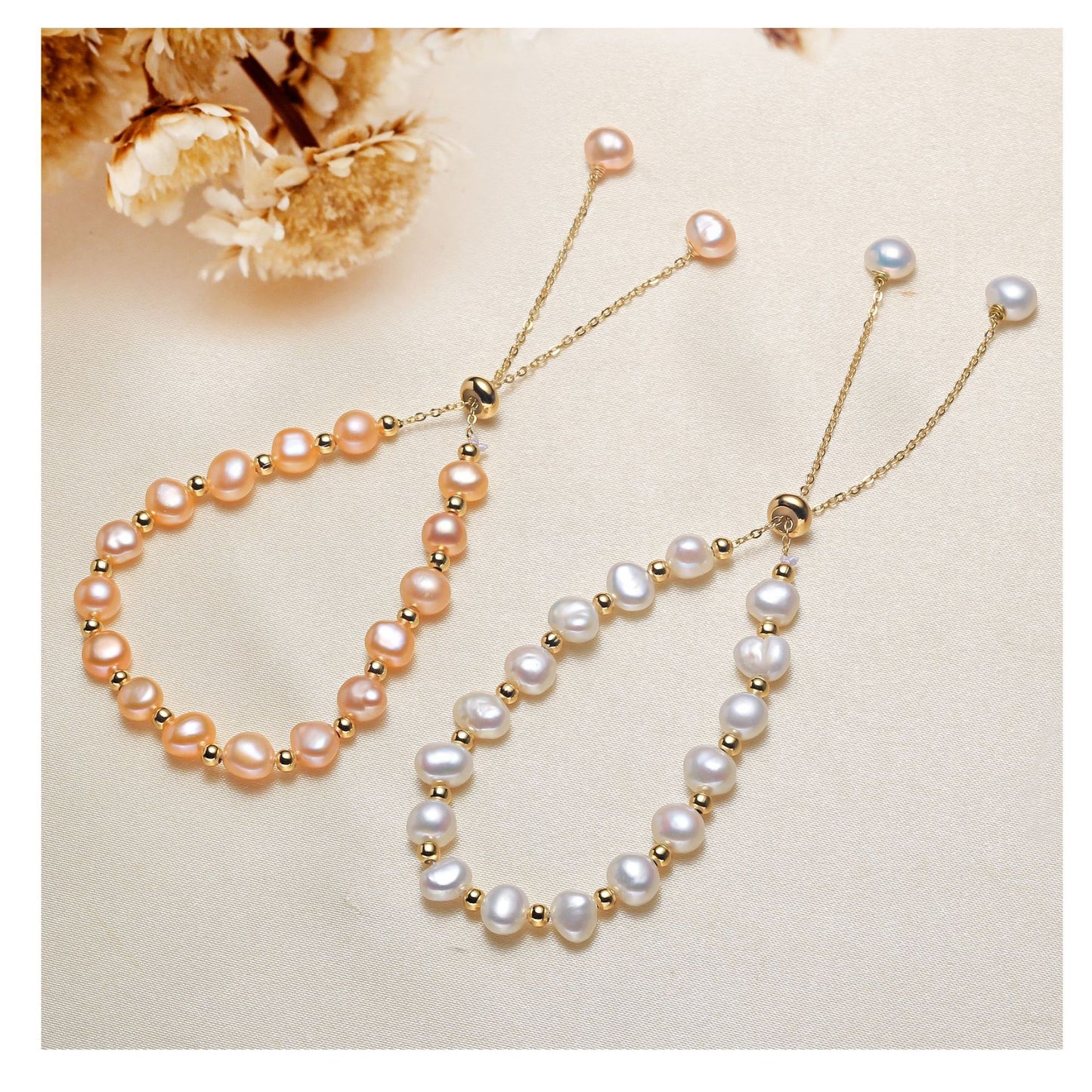 Solid Color Alloy Freshwater Pearl and Bodhi Bead Bracelet Set