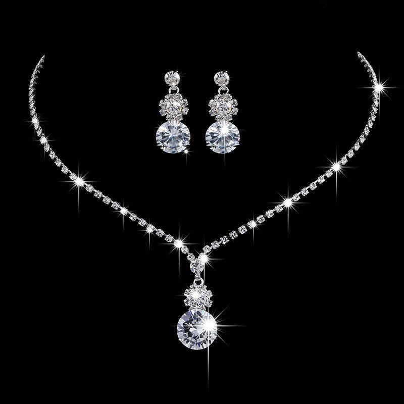 Luxurious Bridal Rhinestone Tassel Necklace and Earring Jewelry Set