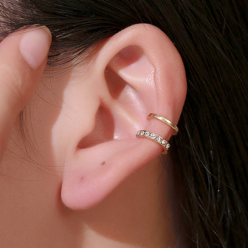 New Line Diamond Double C U-Shaped Ear Cuff Clip Fashion Jewelry