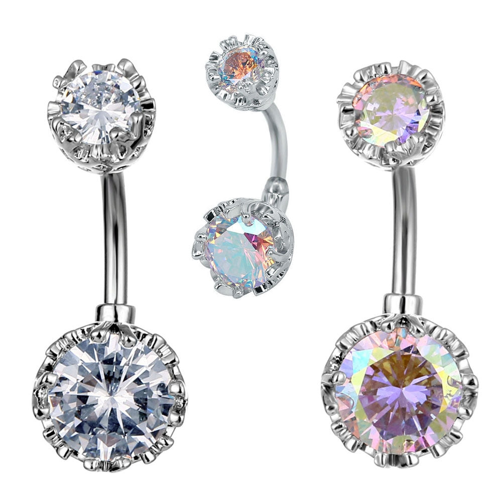 Round Zircon Belly Button Ring Piercing Jewelry