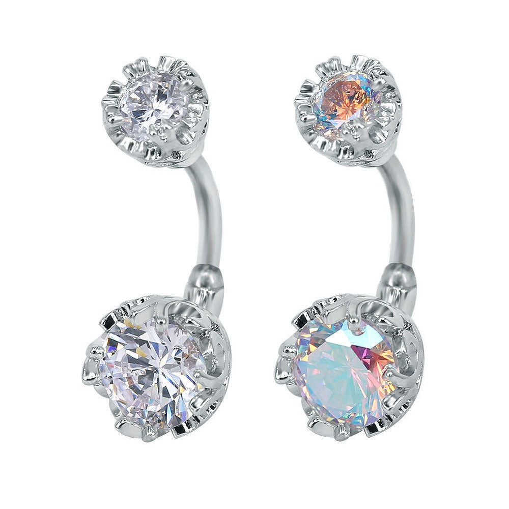 Round Zircon Belly Button Ring Piercing Jewelry
