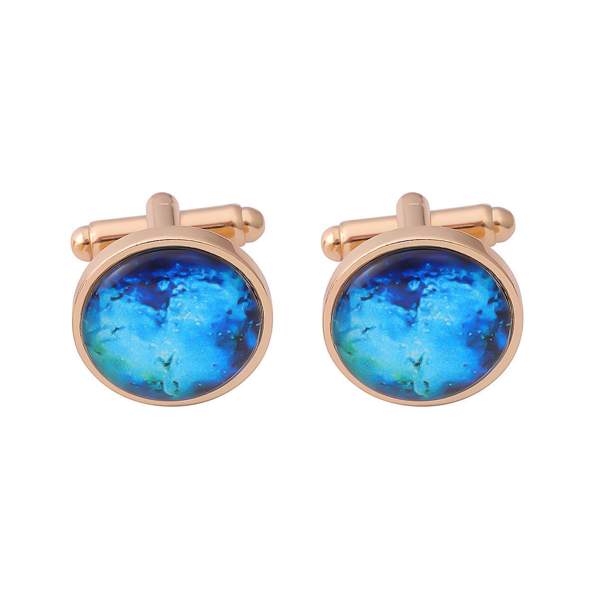 Tree of Life Starry Night Time Stone Titanium Steel Cufflinks