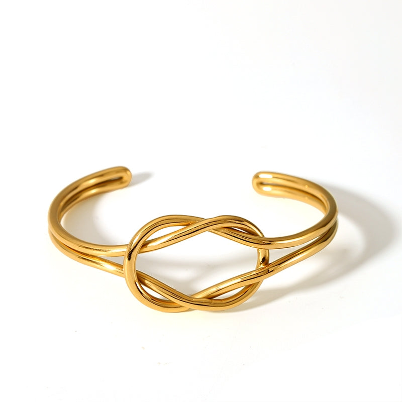 Nordic Vintage 18k Gold Plated Adjustable Knot Stainless Steel Cuff Bracelet