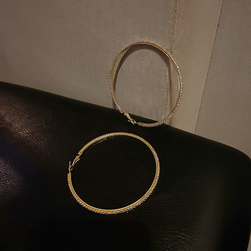 Circle Letter V Earrings - Black and White Statement Hoops for Women