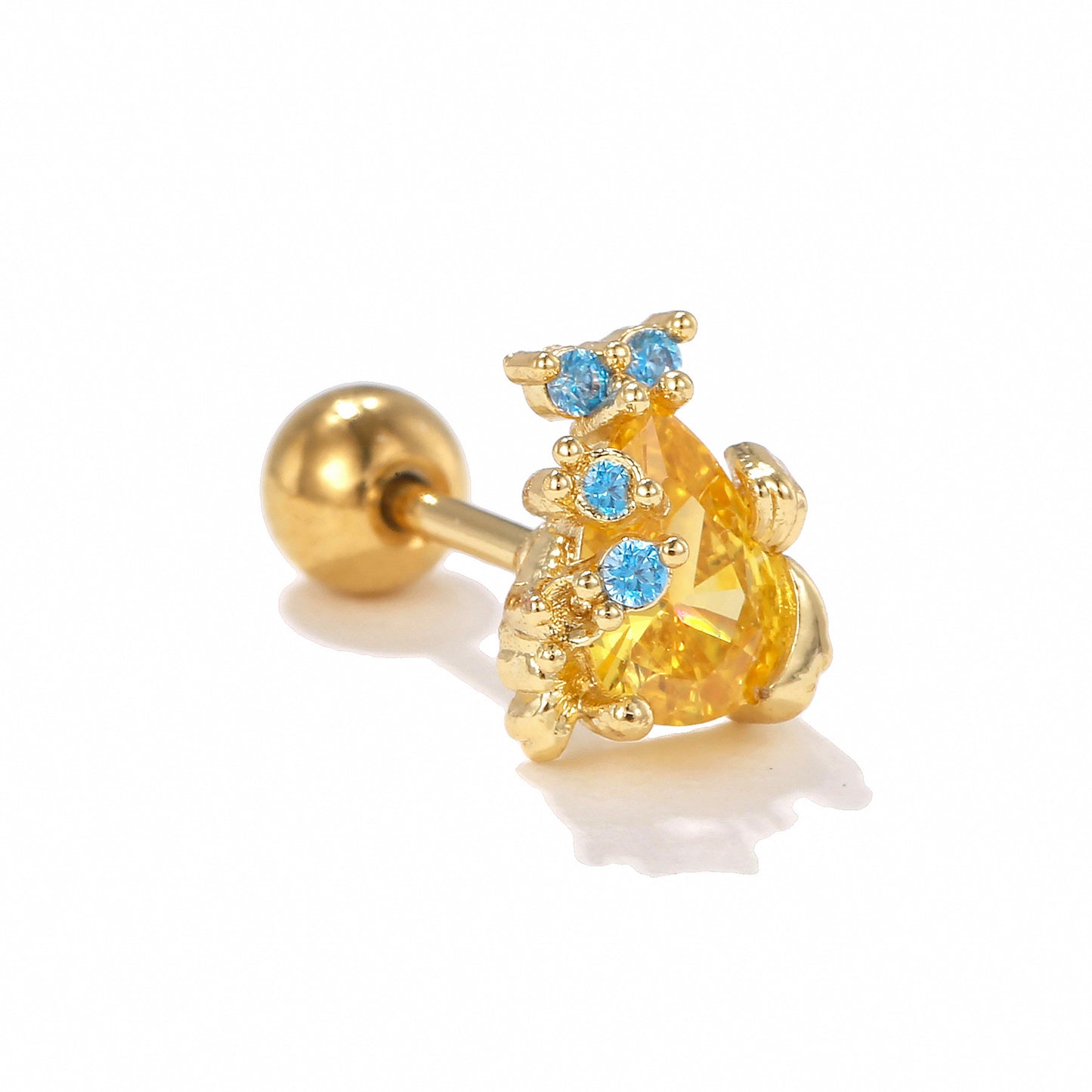 1 Piece Minimalist Brass Zircon Ear Studs with 18K Gold and White Gold Plating