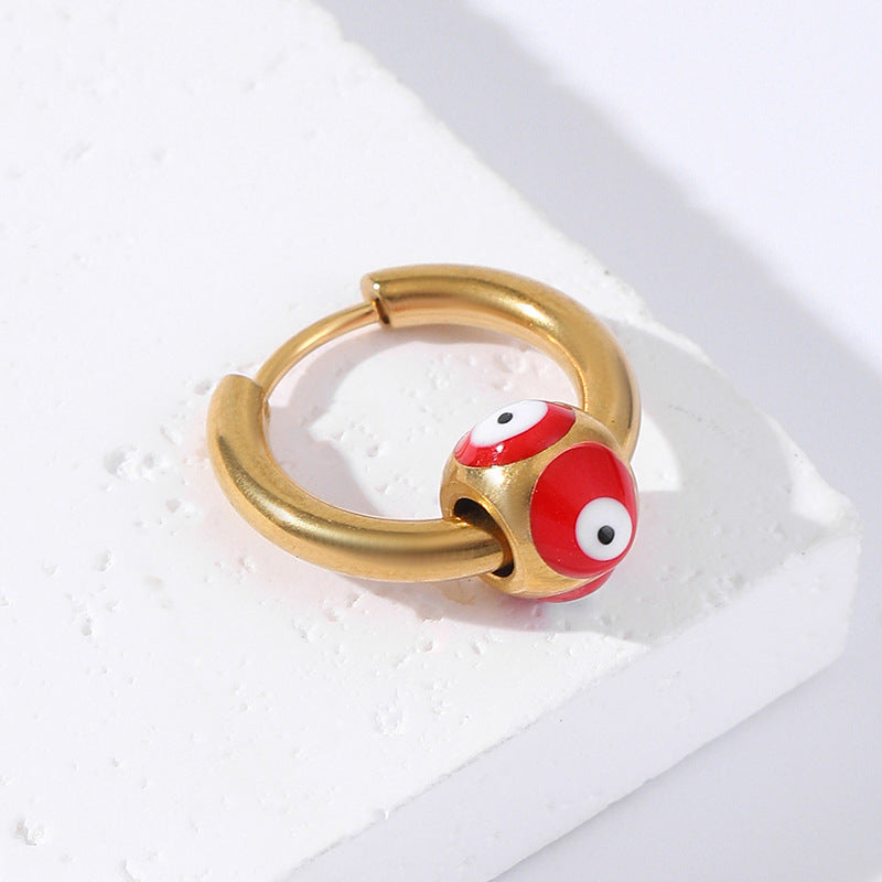 Punk Devil's Eye Stainless Steel Hoop Earrings