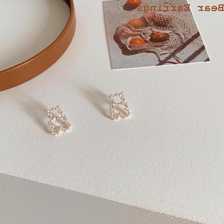 Elegant Bow Knot Shell & Rhinestone Flower Butterfly Women's Earrings - 1 Pair