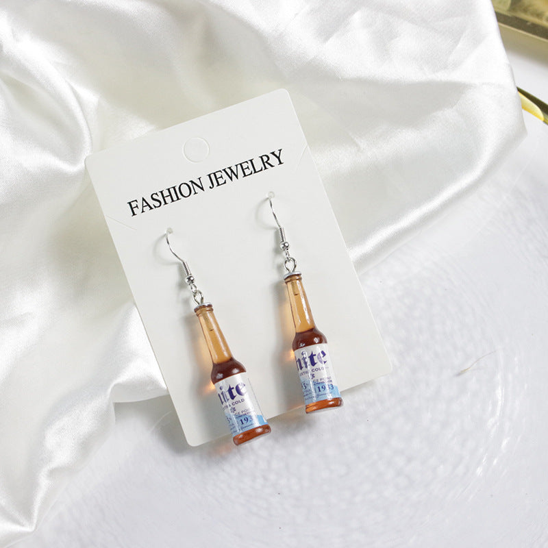 Retro Bottle Resin Drop Earrings for Women - Colorful Statement Jewelry