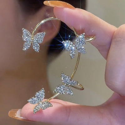 Elegant Butterfly Leaf Rhinestone Ear Cuff for Women