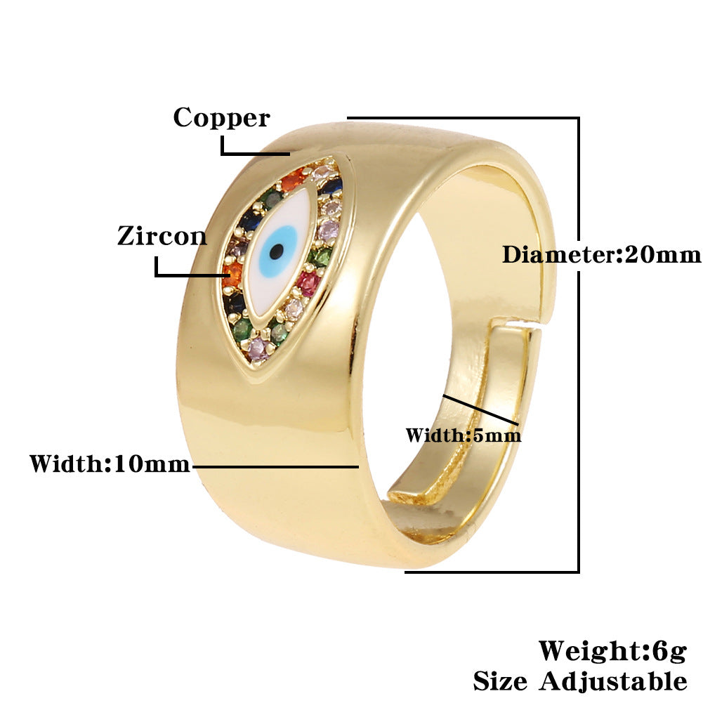 Fashion Enamel Evil Eye Retro Copper Tail Ring