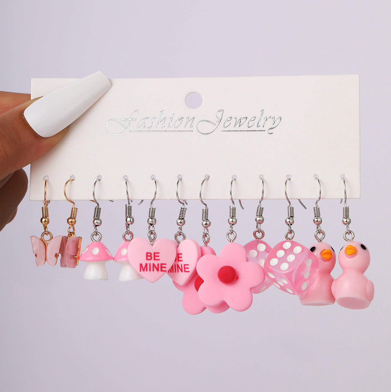 Cute Geometric Acrylic Earrings Set - Butterfly, Cloud, Duck, Mushroom, Heart Designs