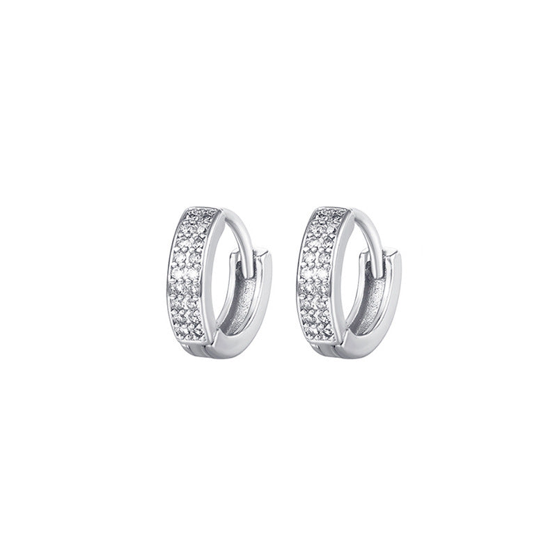 Simple Style Copper Zircon Inlaid Hoop Earrings