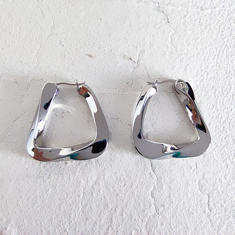 1 Pair Geometric Triangle Copper Plated Earrings