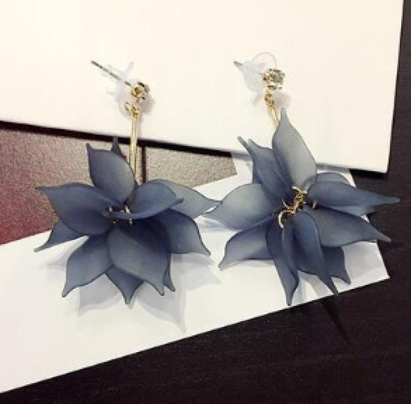 Korean Lotus Flower Petal Long Tassel Earrings