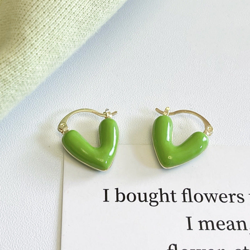 Fairy Heart Alloy Earrings - Candy Color Enamel Design