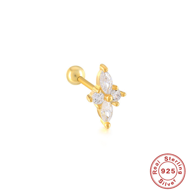 Sterling Silver Zircon Inlay Stud Earrings for Women