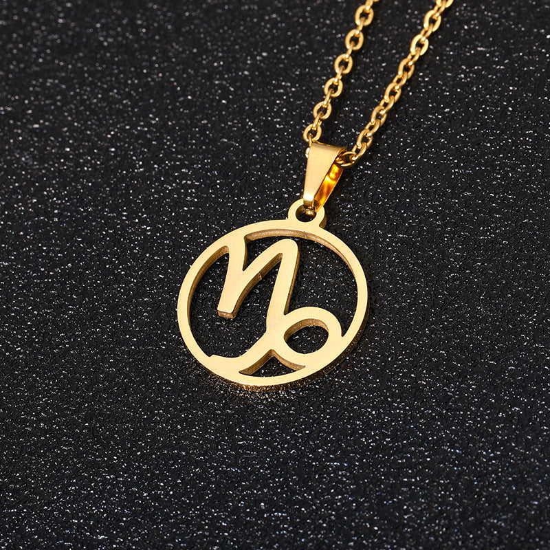 Simple Style Zodiac Stainless Steel Necklace