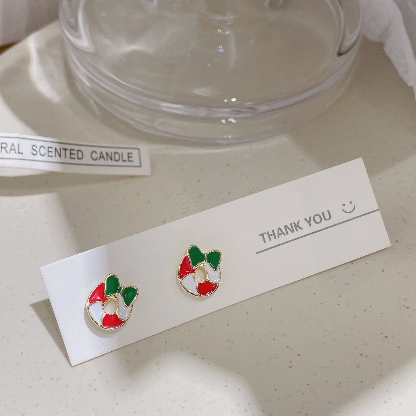 Fashion Christmas Santa Claus and Reindeer Enamel Stud Earrings for Women