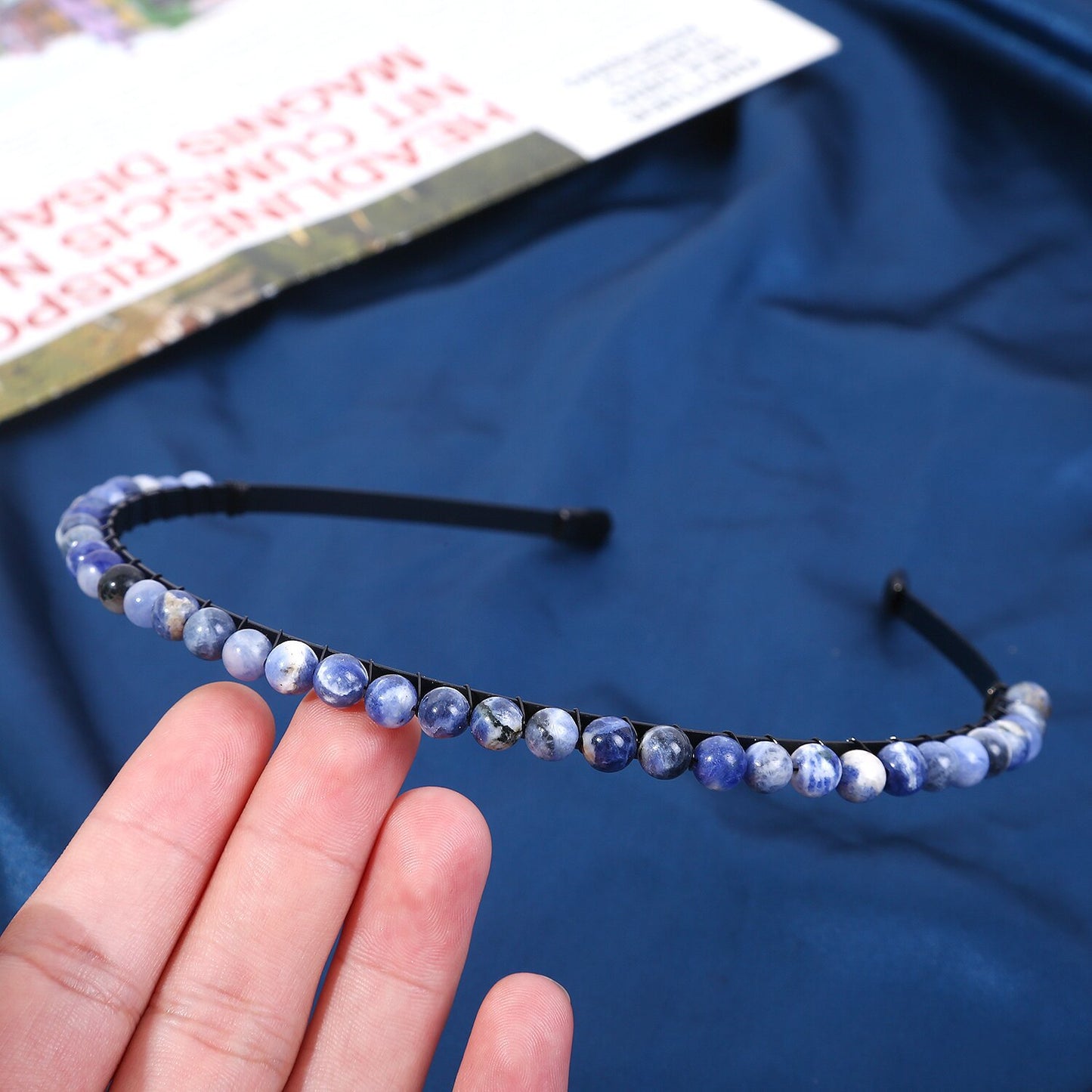Women's Minimalist Color Block Beaded Crystal Hairband