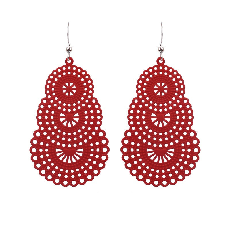 Bohemian Gourd Geometric Hollow Out Colorful Drop Earrings for Women