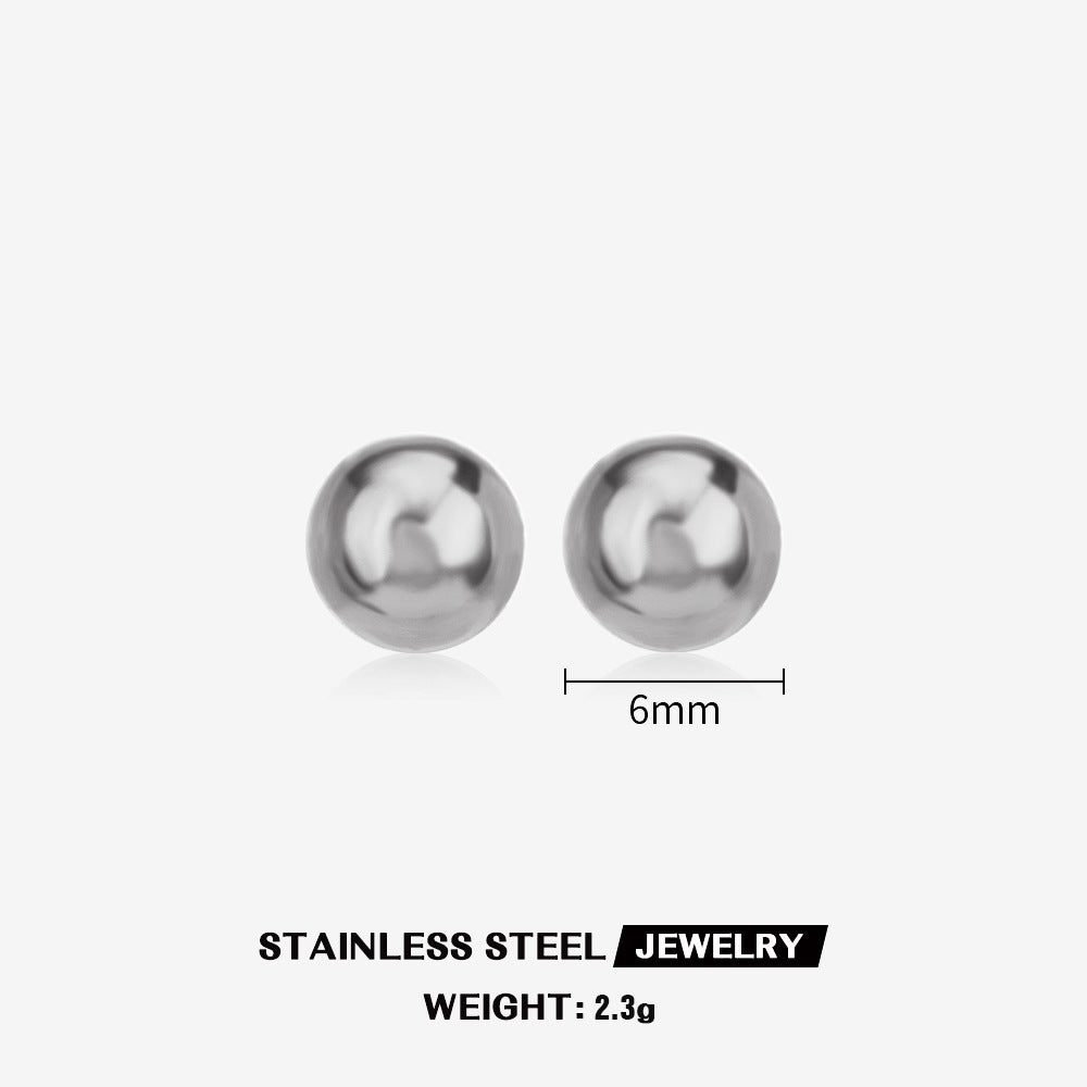 Simple Round Stainless Steel Stud Earrings for Women