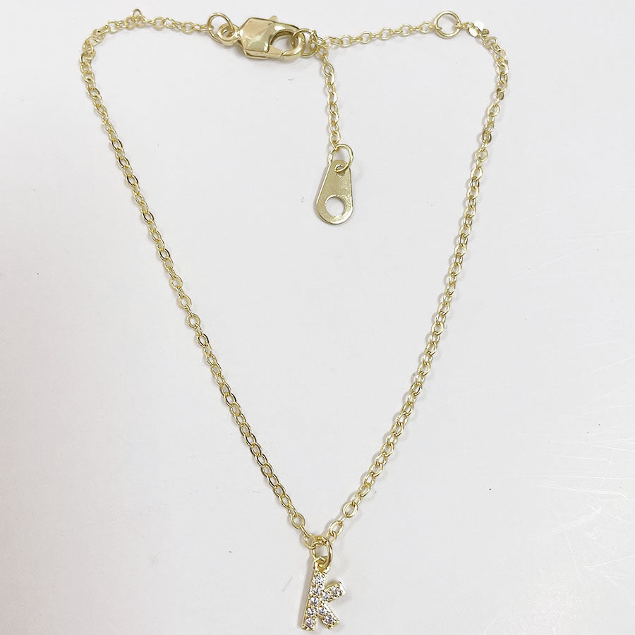 Elegant Initial Zircon Inlay 14k Gold Plated Copper Bracelets for Women