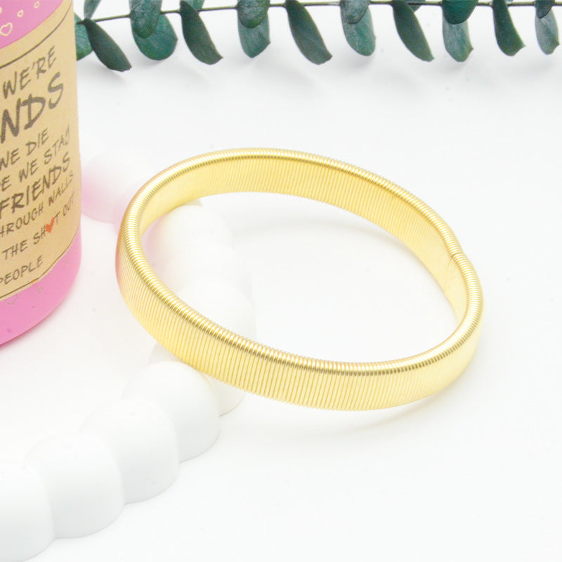 Simple Style Solid Color Metal Spring Bangle Bracelet