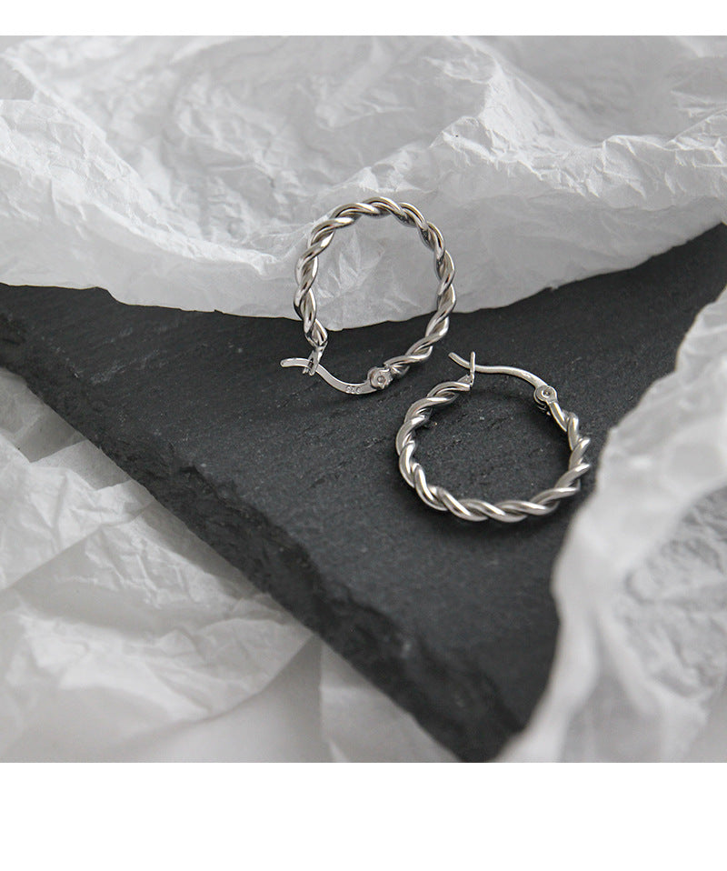 Minimalist Geometric Twist Hoop Earrings and Studs Set