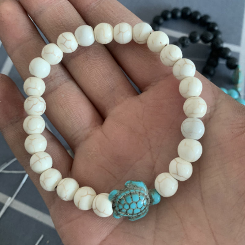 Retro Tortoise Turquoise Agate Tiger Eye Unisex Stretch Bracelet