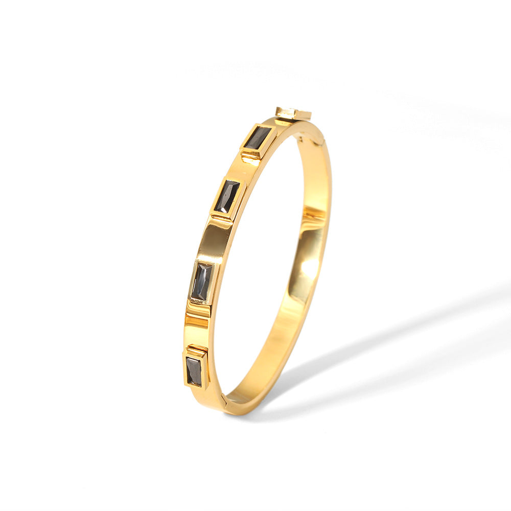 18K Gold Plated Stainless Steel Zircon Star Bangle Bracelet