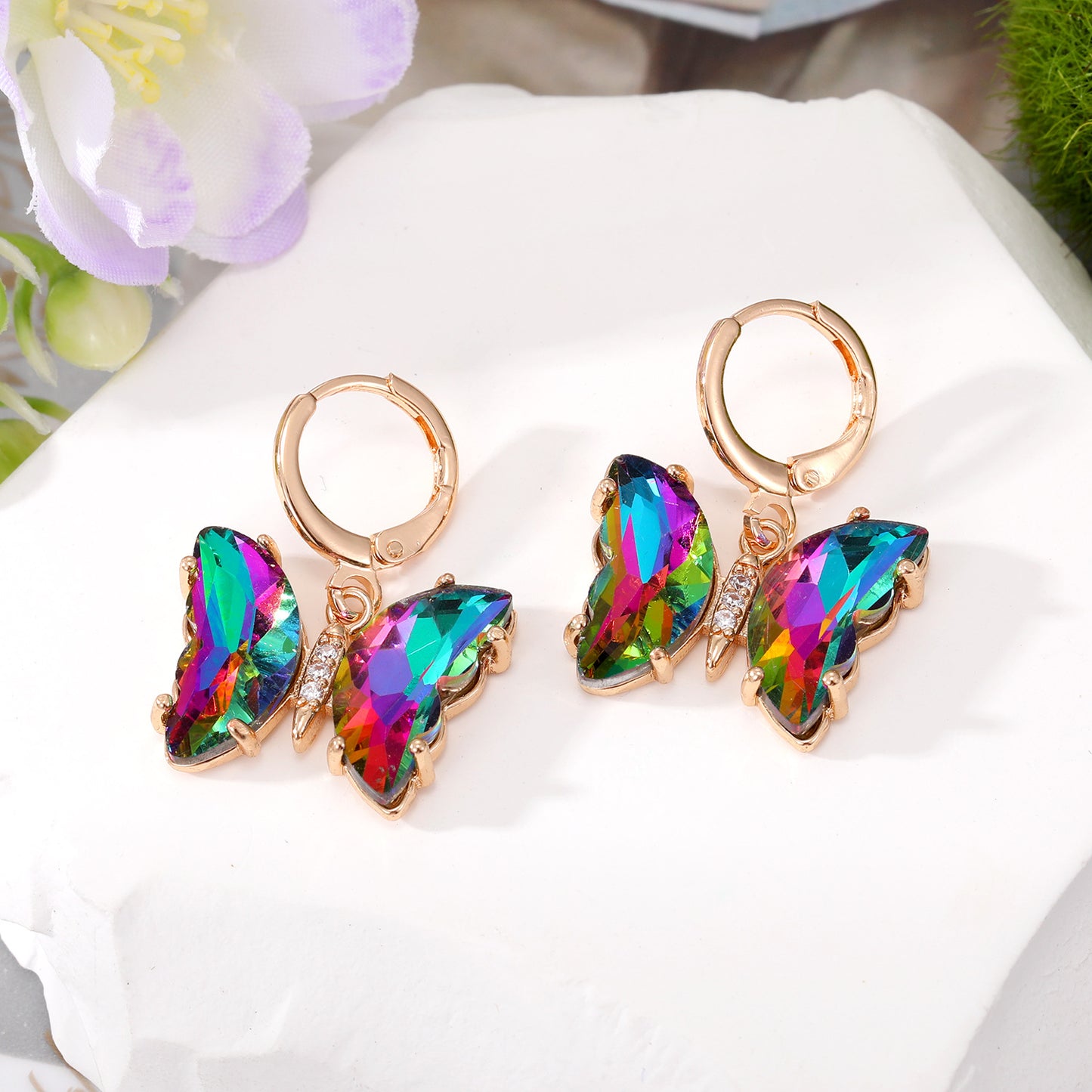 Butterfly Crystal Zircon Hoop Earrings for Women