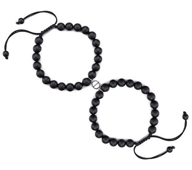 Fashion Zircon Crown Volcanic Stone and White Turquoise Matte Bracelet Set