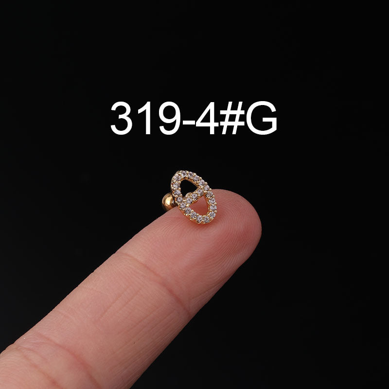 Fashion Zircon Copper and Stainless Steel Ear Studs