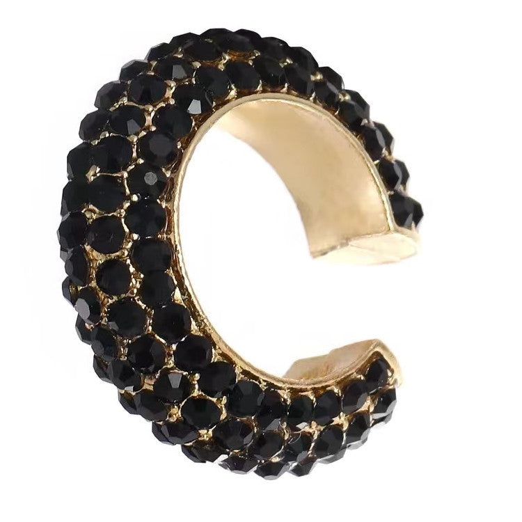C-Shaped Inlaid Diamond Ear Cuffs - Minimalist Statement Design