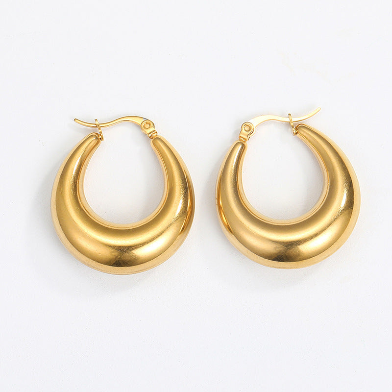 1 Pair Minimalist Geometric Gold Plated Stainless Steel Drop Earrings