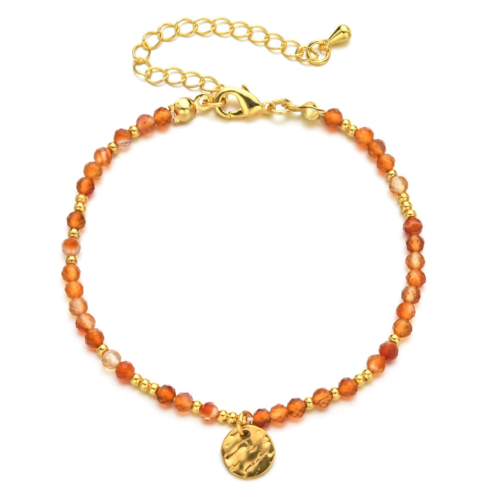 Modern Geometric Natural Stone Beaded Bracelet with Stainless Steel Accents