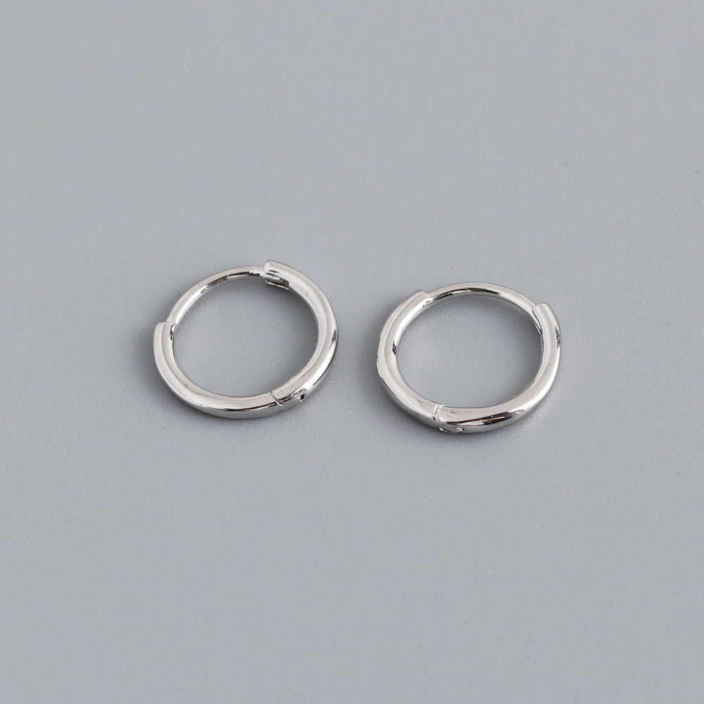 Simple Style Sterling Silver Circle Hoop Earrings