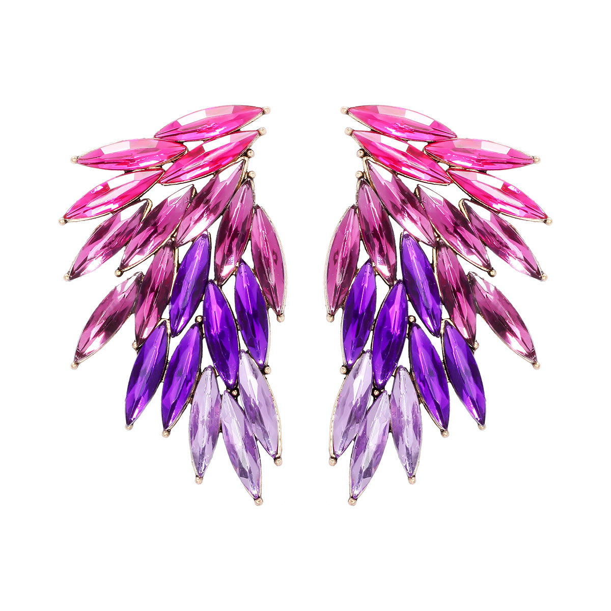 Elegant Feather Wings Alloy Inlay Glass Stone Women's Earrings