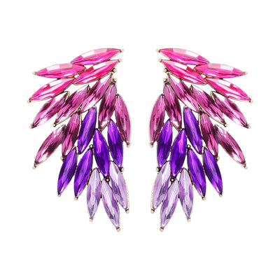 Elegant Feather Wings Alloy Inlay Glass Stone Women's Earrings