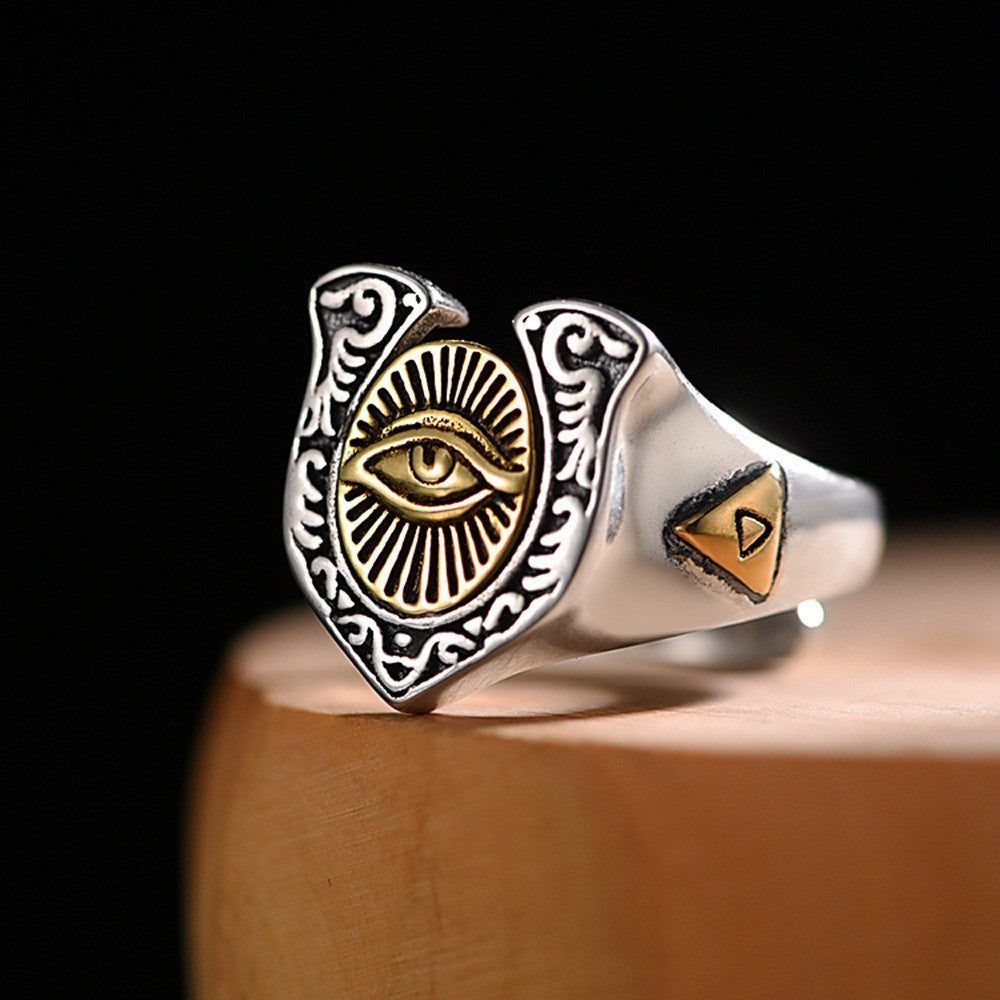 Retro Punk Cross Eagle Dragon Alloy Men's Open Ring - Vintage Hip Hop Style Chinese Inspired Ring