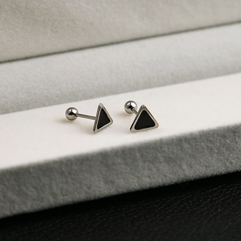 1 Pair Geometric Black Flower Stainless Steel Enamel Cross Heart Stud Earrings