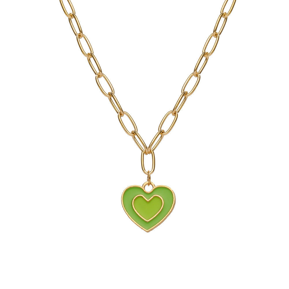 Double-Layer Heart-Shaped Pendant Necklace - Fashion Alloy Design
