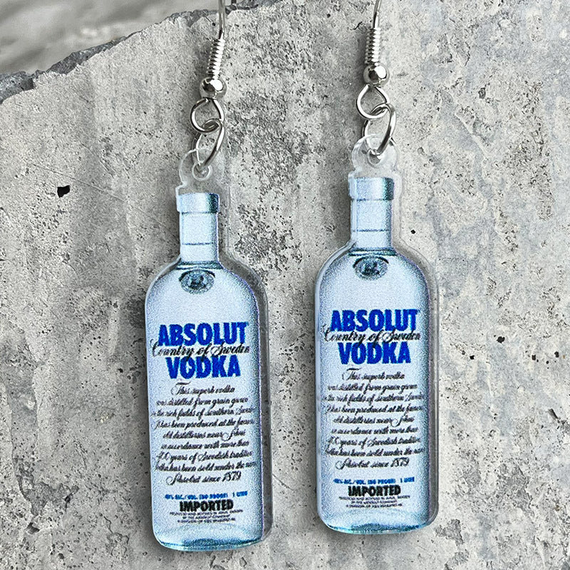 Artistic Acrylic Wine Bottle Drop Earrings for Weddings and Parties