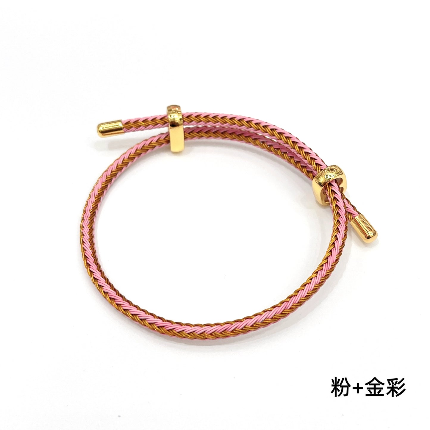 Adjustable Unisex Round Rope Bracelet with Steel Wire and Red String Charm