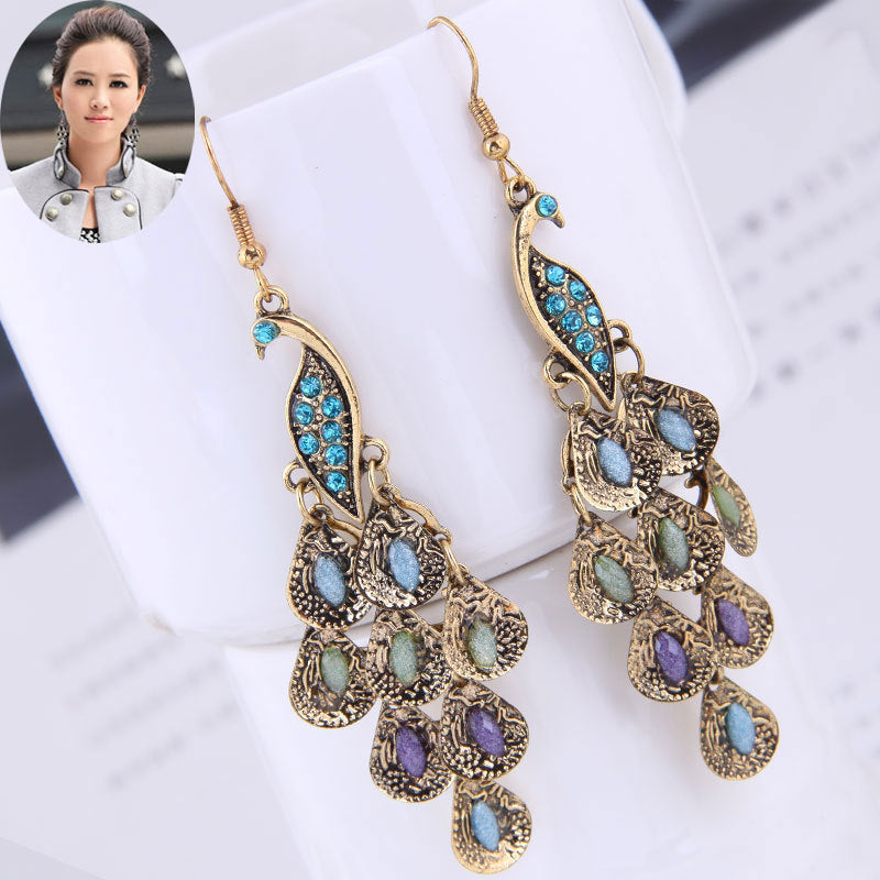 European Fashion Statement Peacock Earrings