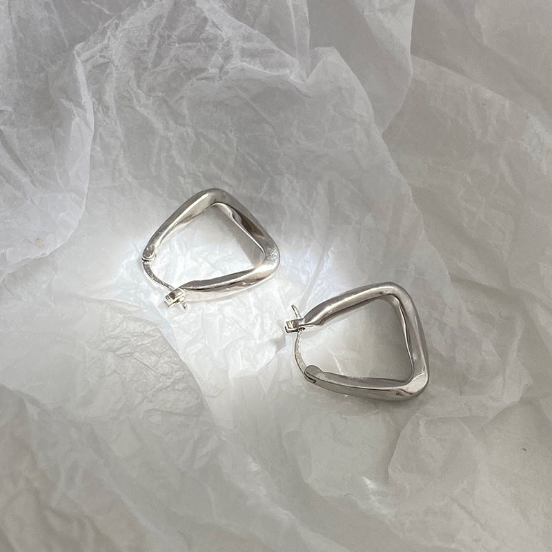 1 Pair Minimalist Geometric White Gold Plated Earrings for Women