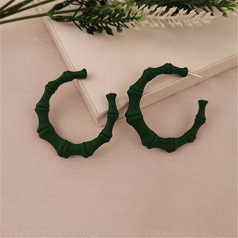 Retro Acrylic Hoop Earrings for Women - Fluorescent Bamboo Design
